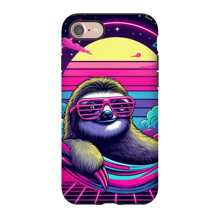 iPhone 7 StrongFit 80s Neon Sloth by JohnnyVillas