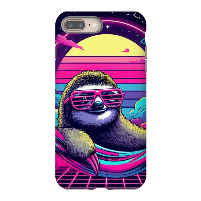 iPhone 7 plus StrongFit 80s Neon Sloth by JohnnyVillas