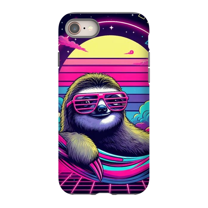 iPhone 8 StrongFit 80s Neon Sloth by JohnnyVillas