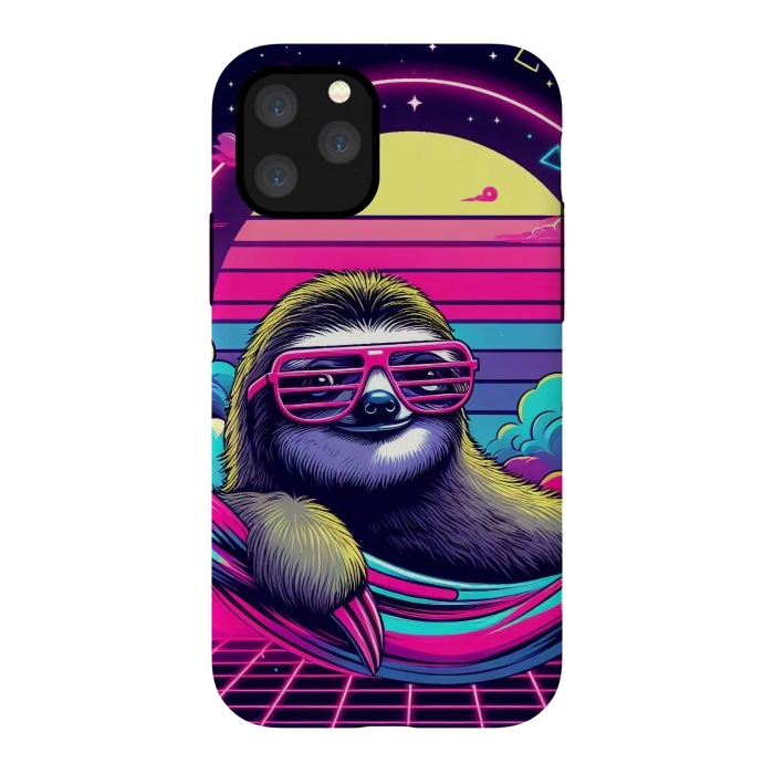 iPhone 11 Pro StrongFit 80s Neon Sloth by JohnnyVillas