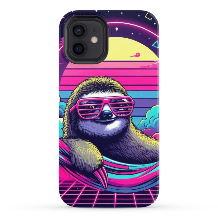 iPhone 12 StrongFit 80s Neon Sloth by JohnnyVillas