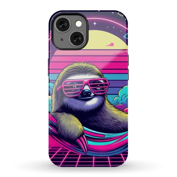 iPhone 13 StrongFit 80s Neon Sloth by JohnnyVillas