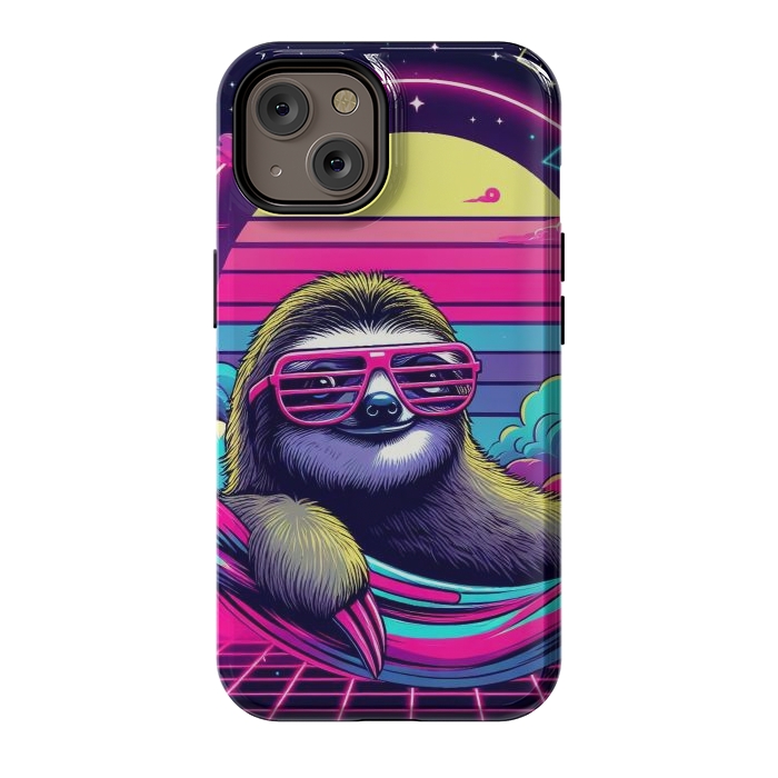 iPhone 14 StrongFit 80s Neon Sloth by JohnnyVillas