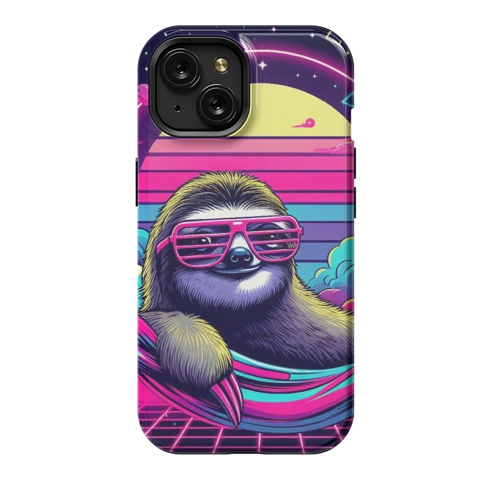 iPhone 15 StrongFit 80s Neon Sloth by JohnnyVillas