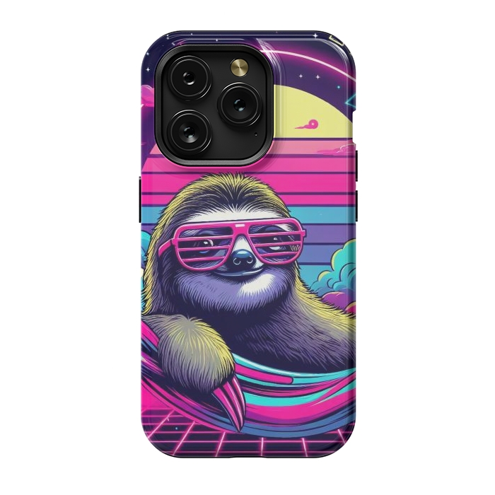 iPhone 15 Pro StrongFit 80s Neon Sloth by JohnnyVillas