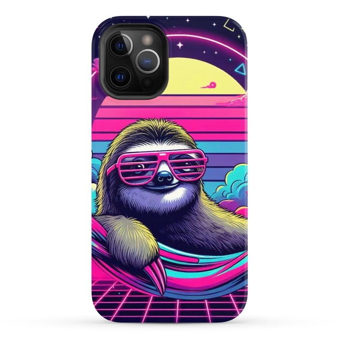 iPhone 12 Pro Max StrongFit 80s Neon Sloth by JohnnyVillas