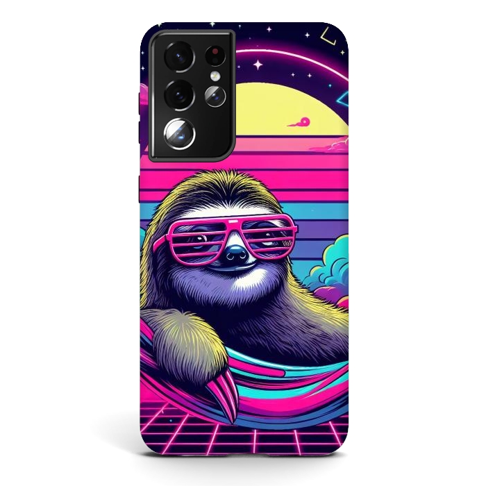 Galaxy S21 ultra StrongFit 80s Neon Sloth by JohnnyVillas