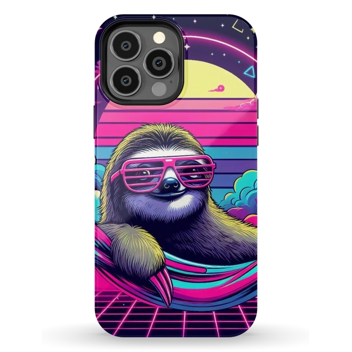 iPhone 13 Pro Max StrongFit 80s Neon Sloth by JohnnyVillas