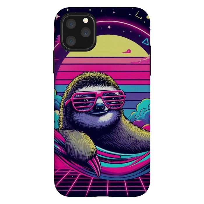 iPhone 11 Pro Max StrongFit 80s Neon Sloth by JohnnyVillas