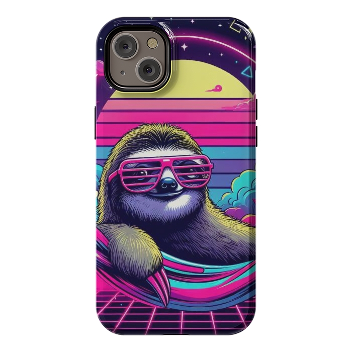 iPhone 14 Plus StrongFit 80s Neon Sloth by JohnnyVillas