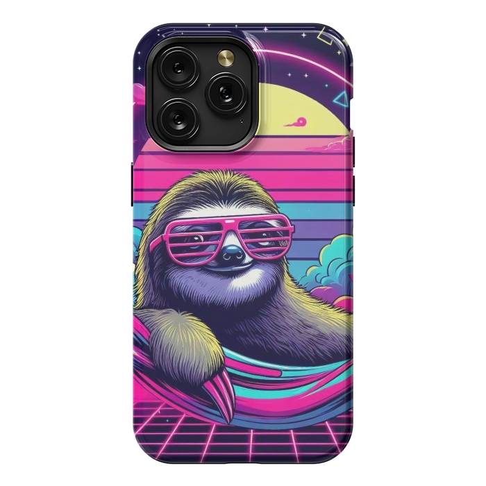iPhone 15 Pro Max StrongFit 80s Neon Sloth by JohnnyVillas