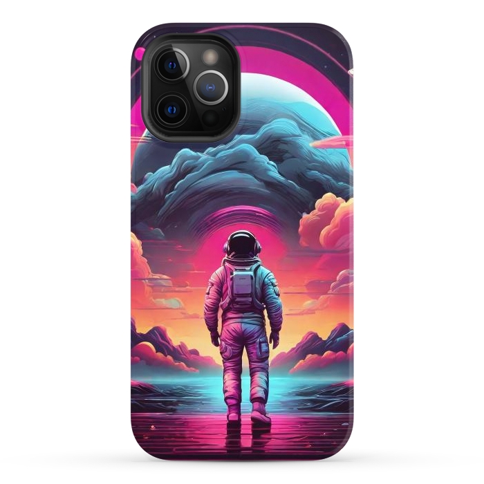 iPhone 12 Pro Max StrongFit Neon Lone Walker by JohnnyVillas