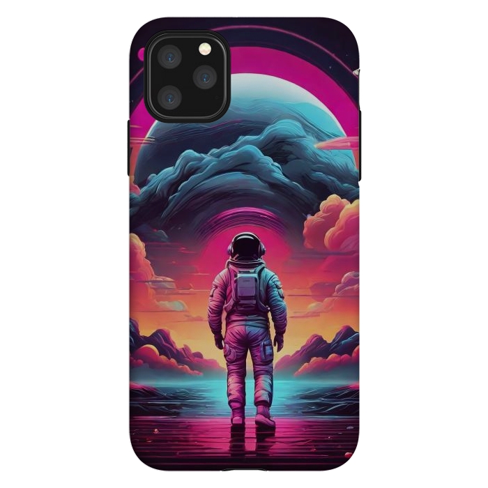 iPhone 11 Pro Max StrongFit Neon Lone Walker by JohnnyVillas