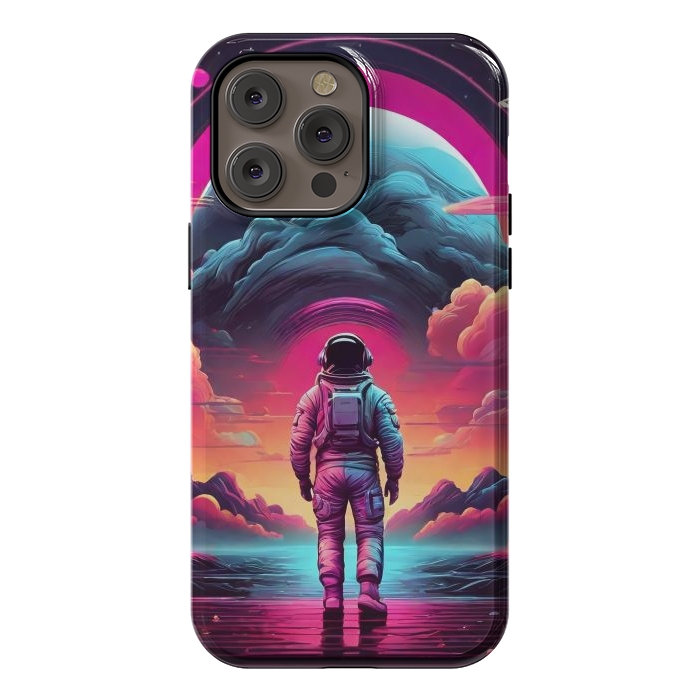 iPhone 14 Pro max StrongFit Neon Lone Walker by JohnnyVillas