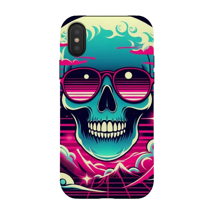 iPhone Xs / X StrongFit Summer Neon Skull by JohnnyVillas
