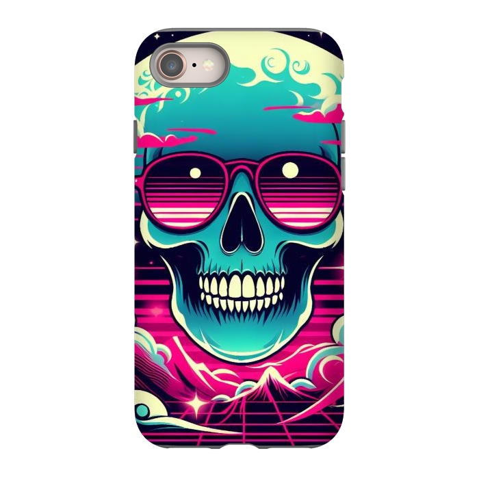 iPhone 8 StrongFit Summer Neon Skull by JohnnyVillas