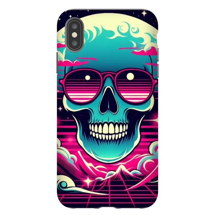 iPhone Xs Max StrongFit Summer Neon Skull by JohnnyVillas