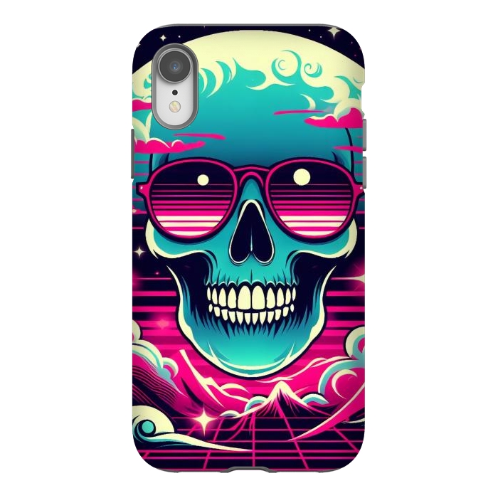 iPhone Xr StrongFit Summer Neon Skull by JohnnyVillas