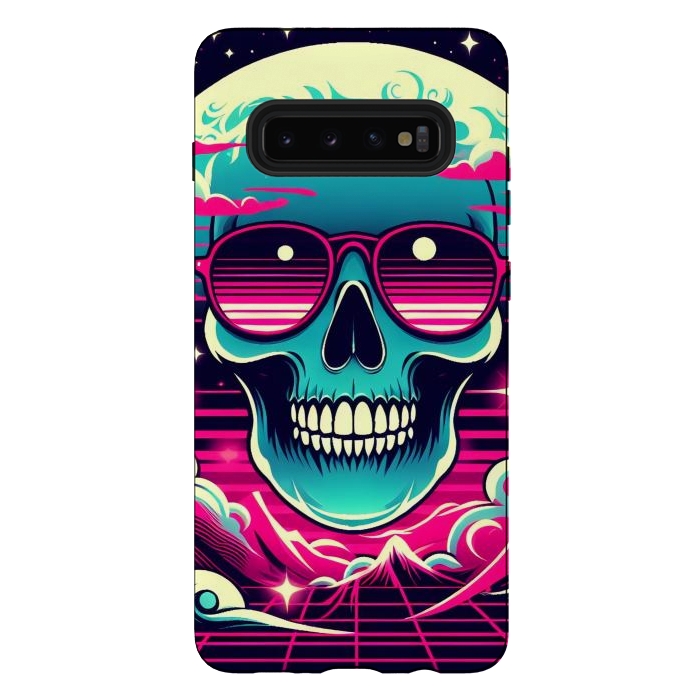 Galaxy S10 plus StrongFit Summer Neon Skull by JohnnyVillas