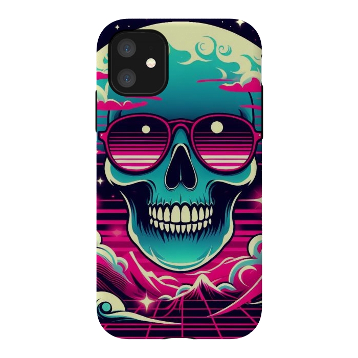 iPhone 11 StrongFit Summer Neon Skull by JohnnyVillas