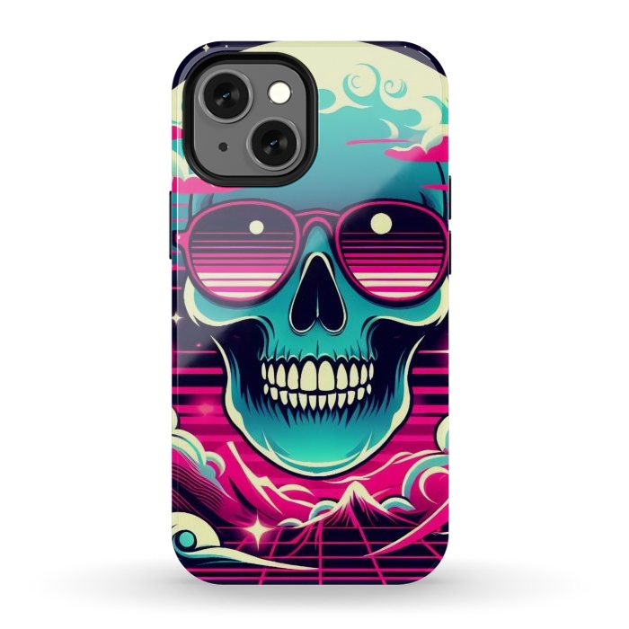 iPhone 12 mini StrongFit Summer Neon Skull by JohnnyVillas