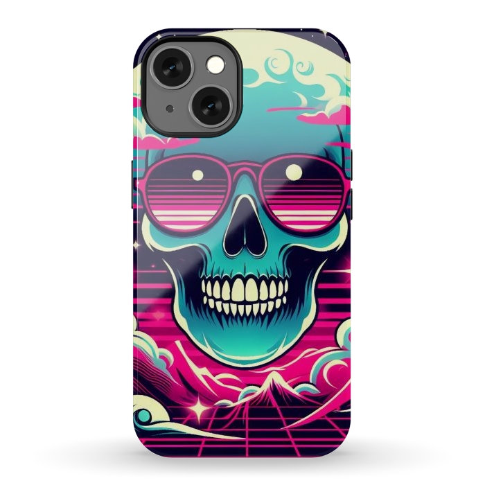 iPhone 13 StrongFit Summer Neon Skull by JohnnyVillas