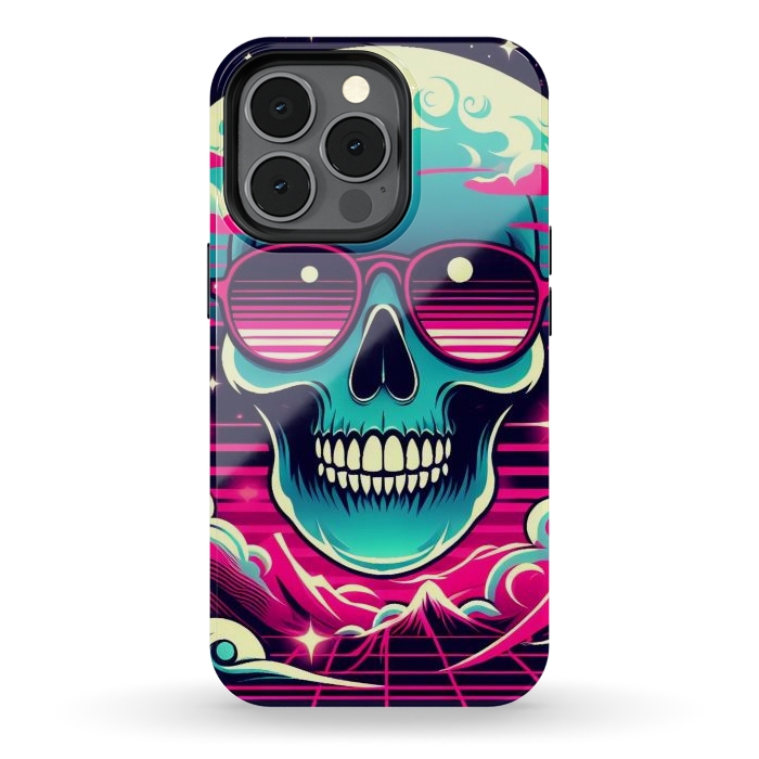 iPhone 13 pro StrongFit Summer Neon Skull by JohnnyVillas