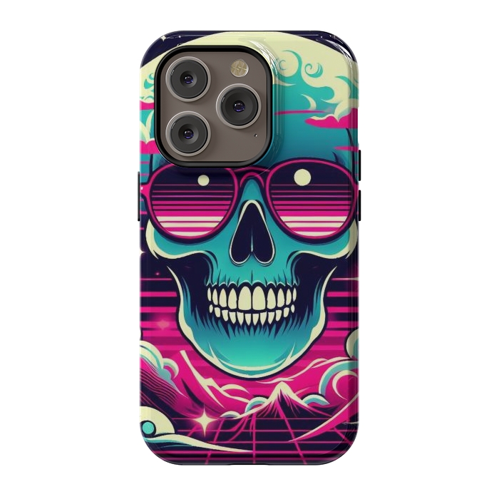 iPhone 14 Pro StrongFit Summer Neon Skull by JohnnyVillas