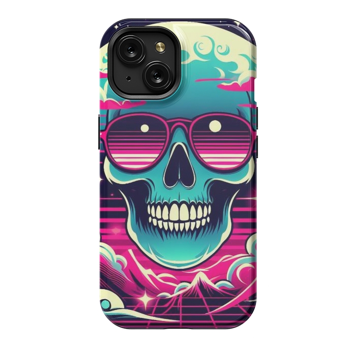 iPhone 15 StrongFit Summer Neon Skull by JohnnyVillas