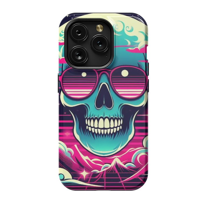 iPhone 15 Pro StrongFit Summer Neon Skull by JohnnyVillas