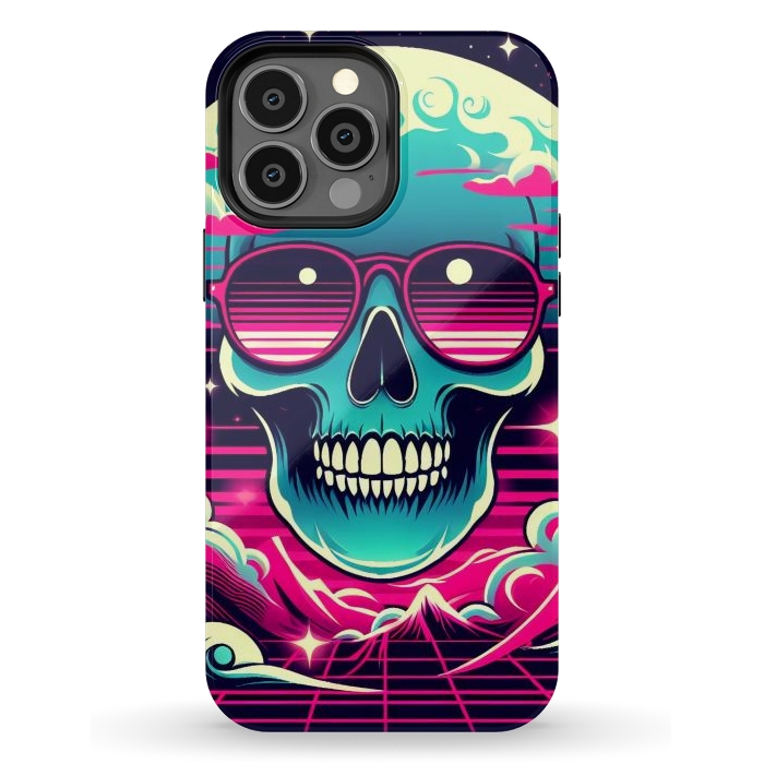 iPhone 13 Pro Max StrongFit Summer Neon Skull by JohnnyVillas