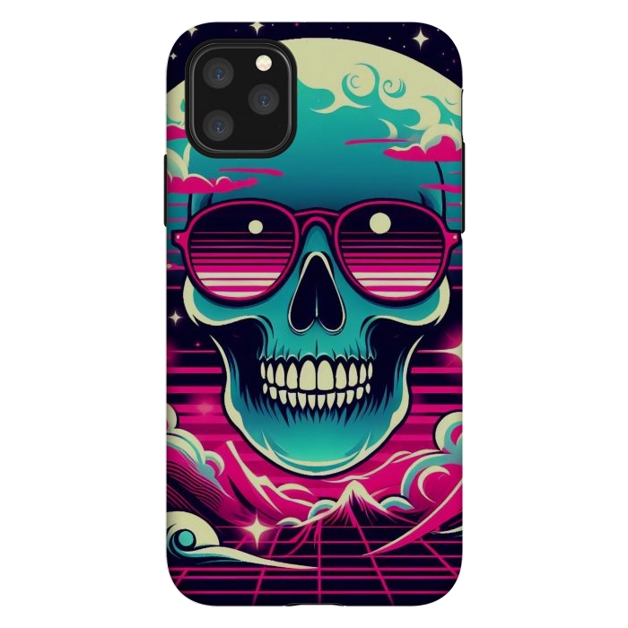iPhone 11 Pro Max StrongFit Summer Neon Skull by JohnnyVillas