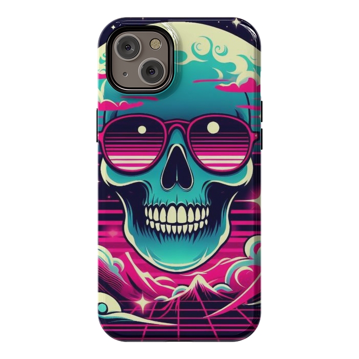 iPhone 14 Plus StrongFit Summer Neon Skull by JohnnyVillas