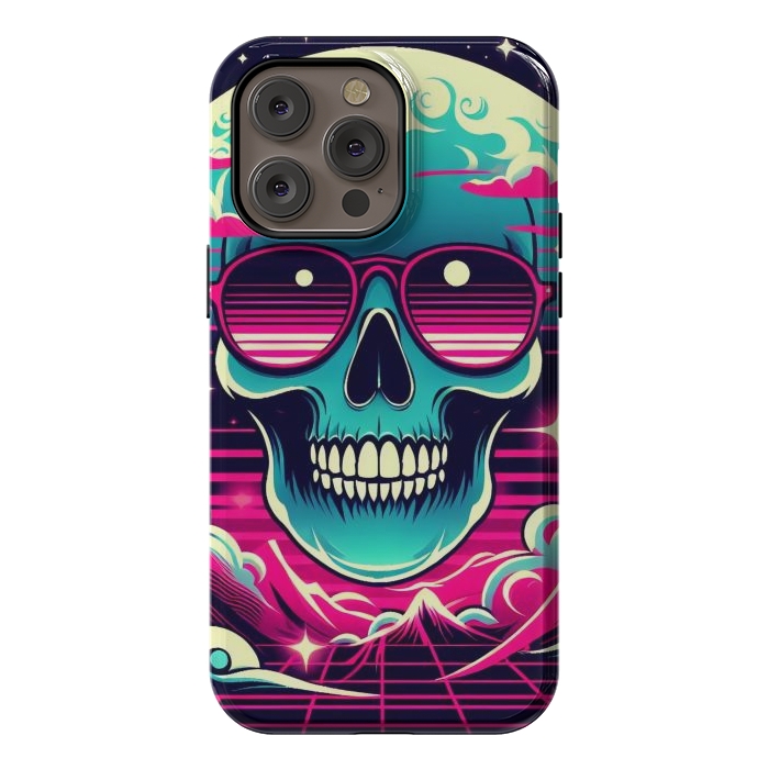 iPhone 14 Pro max StrongFit Summer Neon Skull by JohnnyVillas