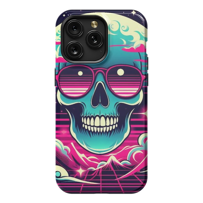 iPhone 15 Pro Max StrongFit Summer Neon Skull by JohnnyVillas