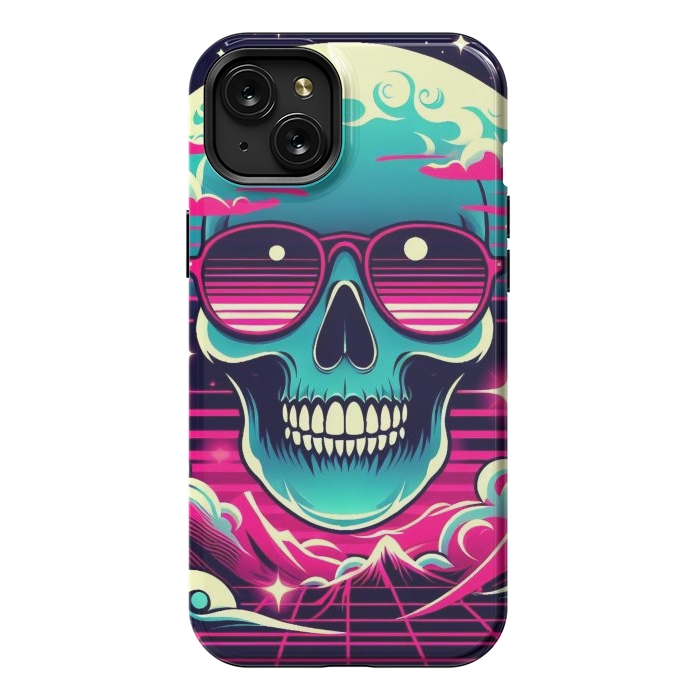 iPhone 15 Plus StrongFit Summer Neon Skull by JohnnyVillas
