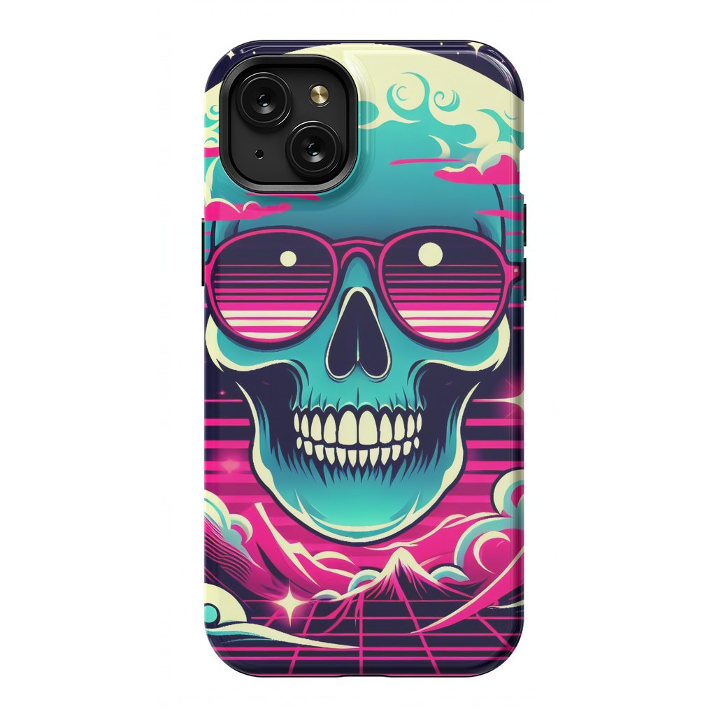 iPhone 15 Plus StrongFit Summer Neon Skull by JohnnyVillas