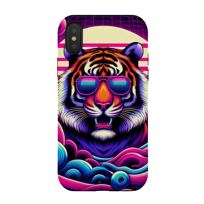 iPhone Xs / X StrongFit 80s Neon Lion by JohnnyVillas