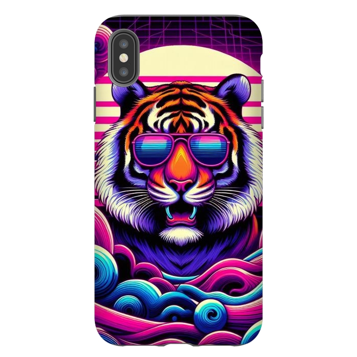 iPhone Xs Max StrongFit 80s Neon Lion by JohnnyVillas