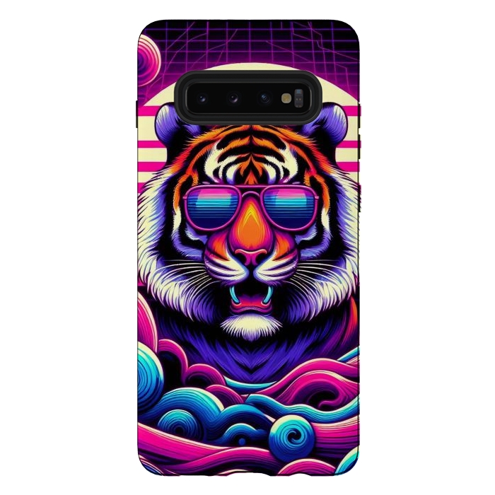 Galaxy S10 plus StrongFit 80s Neon Lion by JohnnyVillas