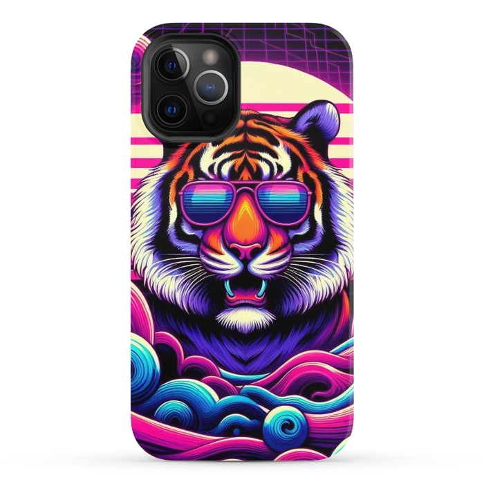 iPhone 12 Pro StrongFit 80s Neon Lion by JohnnyVillas