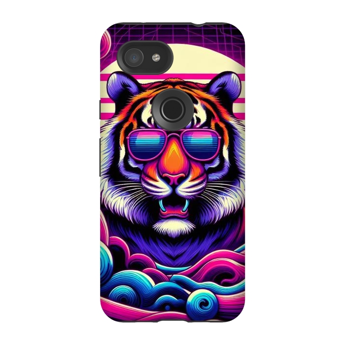 Pixel 3A StrongFit 80s Neon Lion by JohnnyVillas