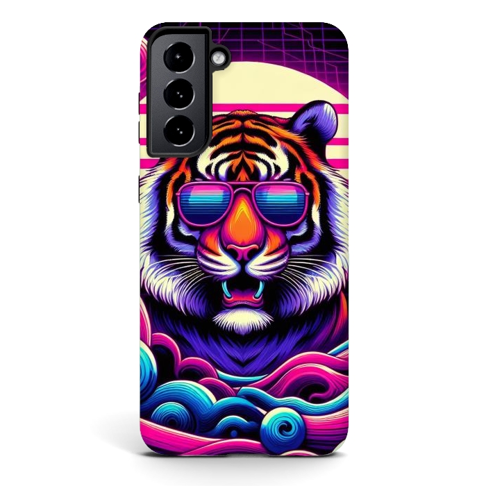 Galaxy S21 StrongFit 80s Neon Lion by JohnnyVillas