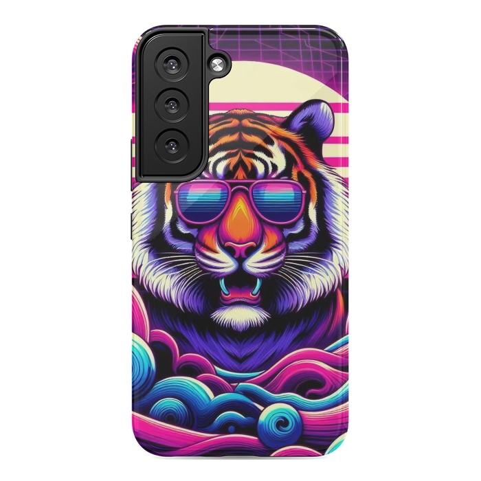 Galaxy S22 StrongFit 80s Neon Lion by JohnnyVillas