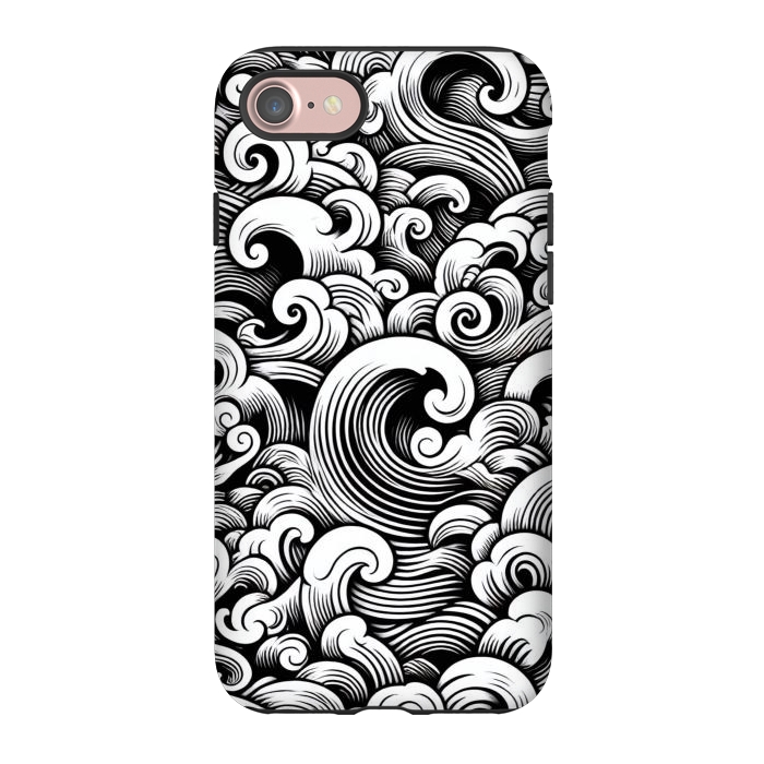 iPhone 7 StrongFit Black and White Tattoo Waves by JohnnyVillas