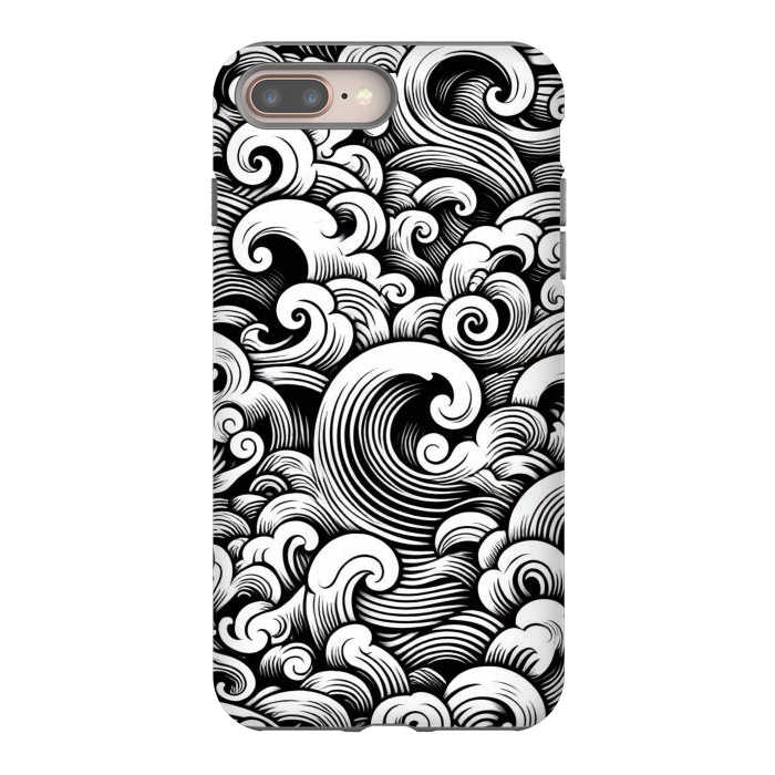 iPhone 7 plus StrongFit Black and White Tattoo Waves by JohnnyVillas