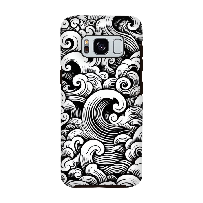 Galaxy S8 StrongFit Black and White Tattoo Waves by JohnnyVillas
