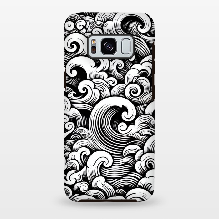Galaxy S8 plus StrongFit Black and White Tattoo Waves by JohnnyVillas