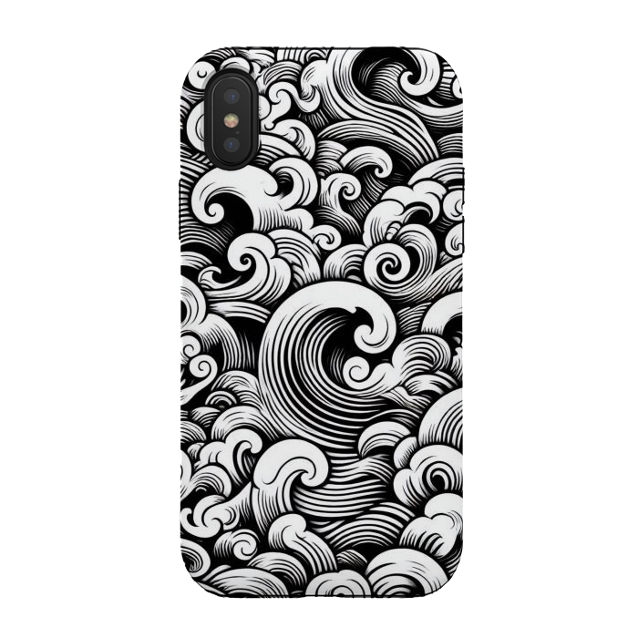 iPhone Xs / X StrongFit Black and White Tattoo Waves by JohnnyVillas