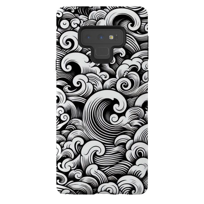 Galaxy Note 9 StrongFit Black and White Tattoo Waves by JohnnyVillas